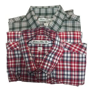 Lot of 2 Southern Point Mens‎ Plaid Long Sleeve Button Down Shirt Size L pointer